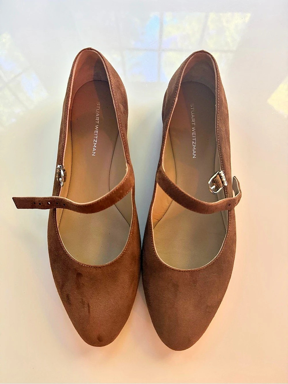 Stuart Weitzman Brown Suede Mary Jane Heels
